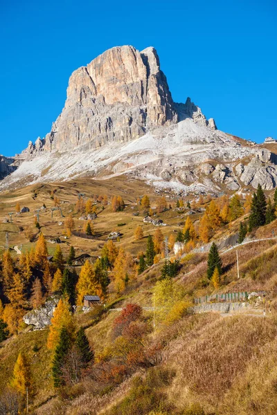 Italienska Dolomiter Berg Lugn Solig Kväll Utsikt Från Giau Pass — Stockfoto