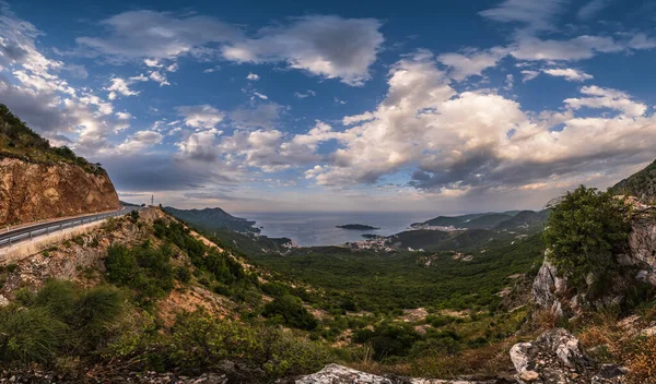 Zomer Budva Riviera Kustlijn Panorama Landschap Montenegro Balkan Adriatische Zee — Stockfoto