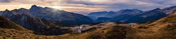 Soirée Crépuscule Automne Alpin Dolomites Vue Panoramique Sur Montagne Depuis — Photo