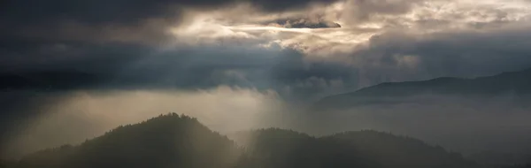 Autumn Hazy Day Berchtesgadener Land Mount Watzmann Silhouette Fragments Contra — Stock Photo, Image