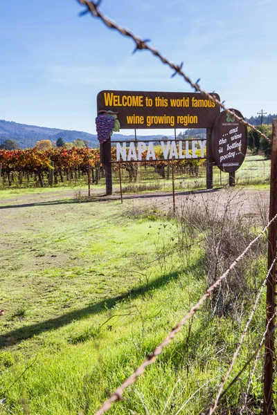 Señal de bienvenida al Valle de Napa — Foto de Stock