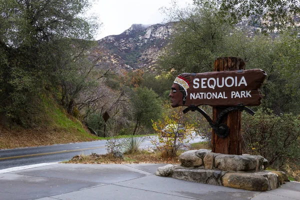 Sequoia National Park Sinal — Fotografia de Stock