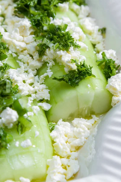 Cucumber and feta cheese salad — Stock Photo, Image