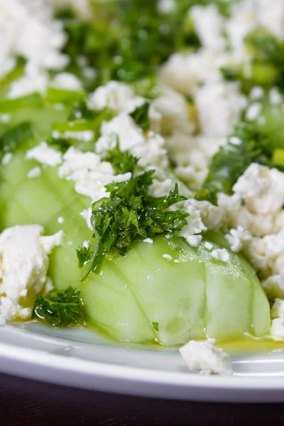 Cucumber and feta cheese salad — Stock Photo, Image