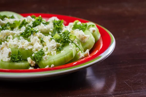 Cucumber and feta cheese salad — Stock Photo, Image