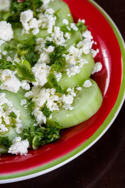 Cucumber and feta cheese salad — Stock Photo, Image