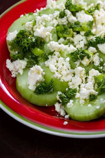 Cucumber and feta cheese salad — Stock Photo, Image