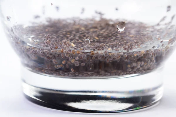 Chia seeds soaked in water — Stock Photo, Image