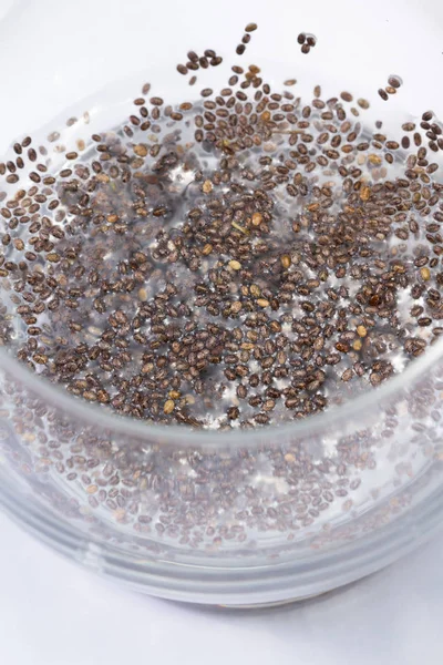 Chia seeds soaked in water — Stock Photo, Image