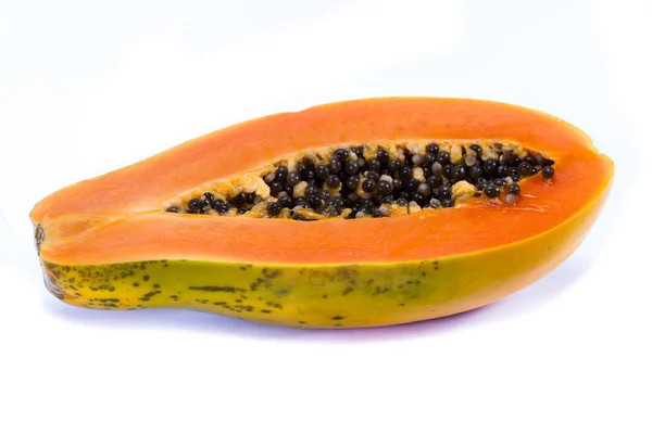 Szerves papaya félbevágják — Stock Fotó