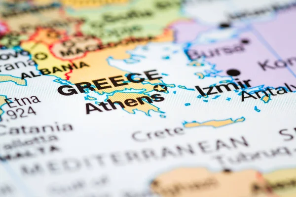 Athens, Greece on a map — Stock Photo, Image