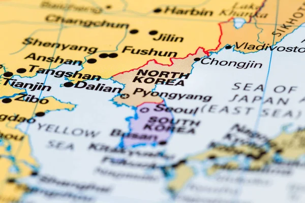 Corea del Norte en un mapa — Foto de Stock