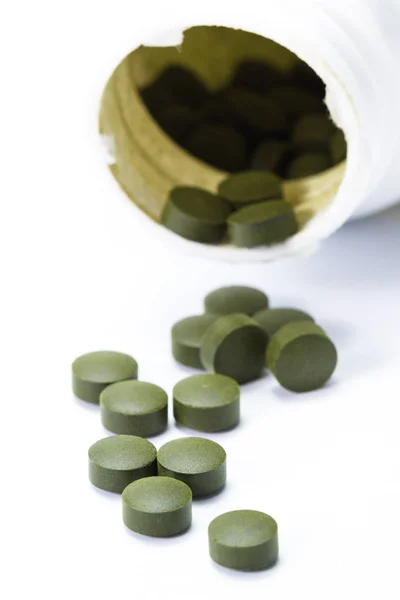 Fermentowane chlorella, tabletki — Zdjęcie stockowe