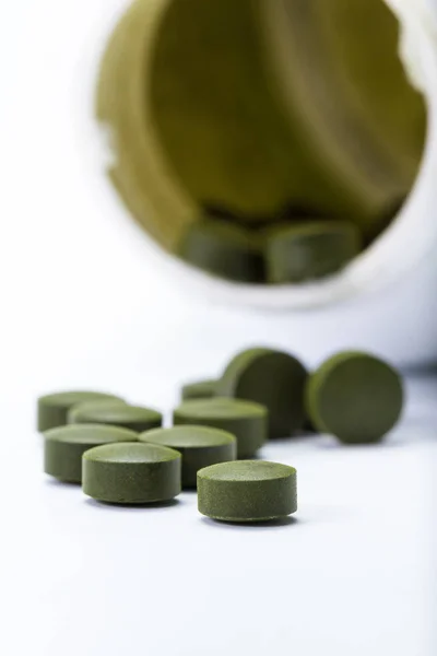 Kvašené chlorella tablety — Stock fotografie