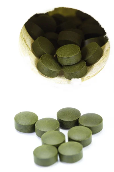 Kvašené chlorella tablety — Stock fotografie