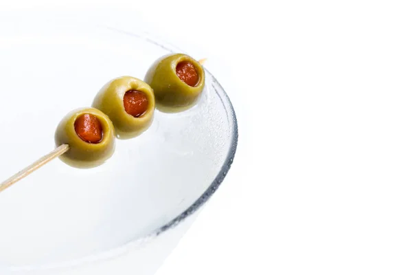 Martini olives on a skewer — Stock Photo, Image
