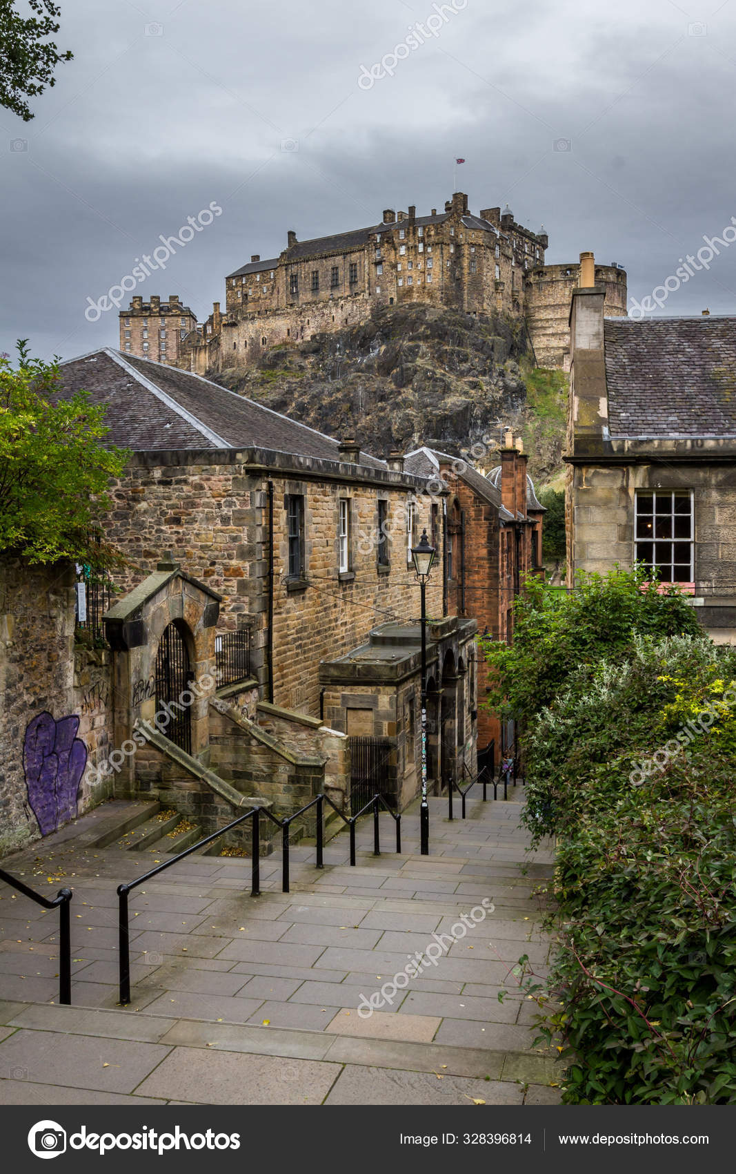 The Vennel Viewpoint Edinburgh Castle Stock Editorial Photo