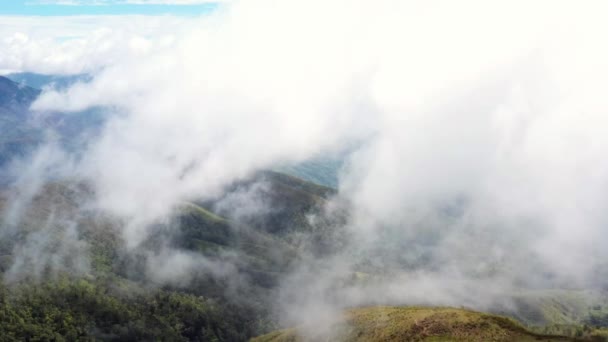 Early Morning Fog Clinging Mountain Range Rural South Costa Rica — Stockvideo