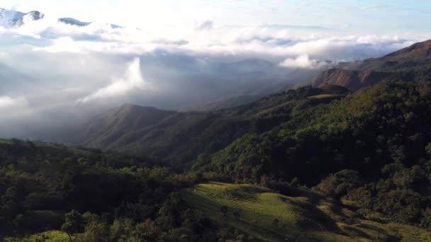 Niebla Madrugada Aferrándose Cordillera Sur Rural Costa Rica — Vídeos de Stock