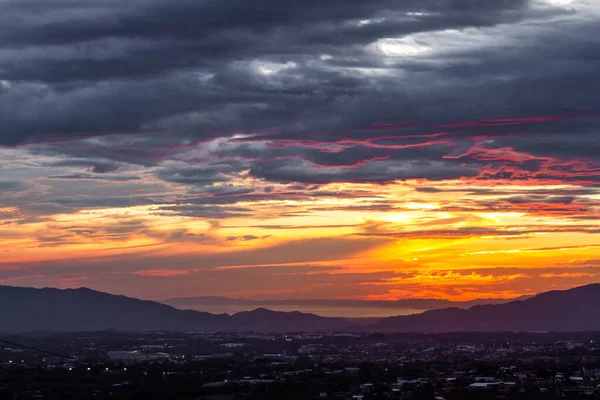 Helder Zicht Kust Centrale Vallei Costa Rica Met Prachtige Zonsondergang — Stockfoto