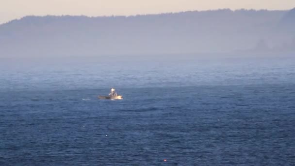 在俄勒冈州海岸钓鱼 背景是一缕清晨的阳光 — 图库视频影像