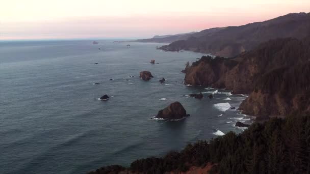 Costa Selvagem Oregon Oferece Uma Paisagem Costeira Relaxante Dramática Que — Vídeo de Stock
