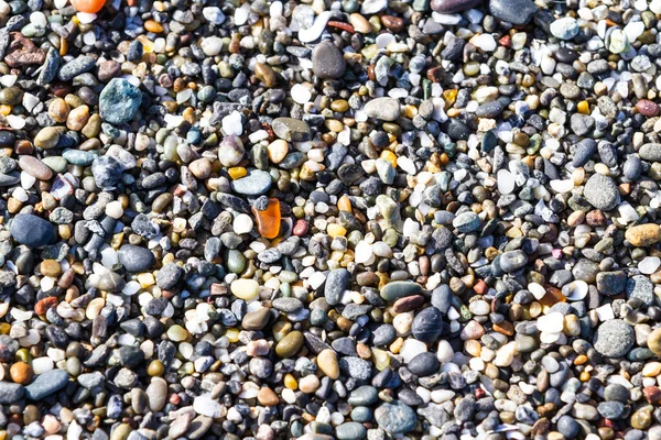 Primer Plano Una Sección Playa Con Una Variedad Múltiples Piedras — Foto de Stock