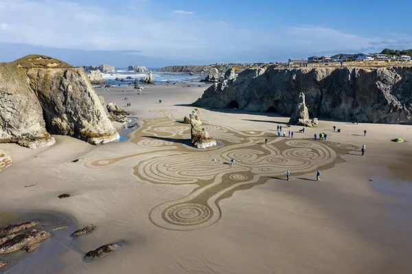 Bandon Sea Oregon Usa March 2020 Detailed Artwork Created Team — Stock Photo, Image