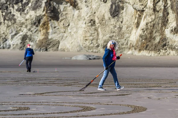 Bandon Sea Oregon Estados Unidos Febrero 2020 Equipo Circles Sand — Foto de Stock