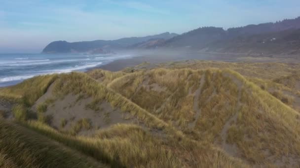 Homem Caminhando Sobre Dunas Pistol River Costa Sul Oregon — Vídeo de Stock