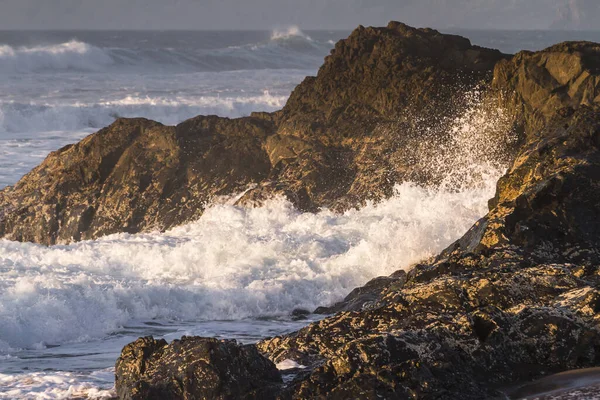Costa Rocosa Nesika Beach Oregon Por Tarde Con Sol Acercándose —  Fotos de Stock