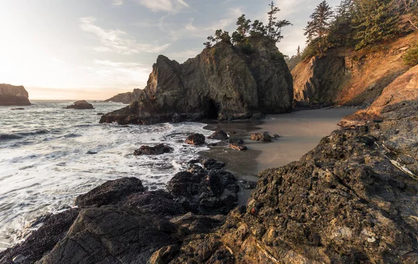 Spokojna Plaża Południowym Wybrzeżu Oregonu Znana Jako Secret Beach Pięknymi — Zdjęcie stockowe