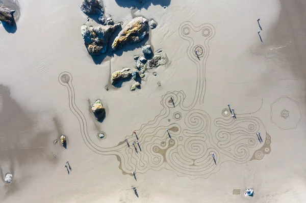 Bandon Sea Oregon Estados Unidos Marzo 2020 Equipo Circles Sand —  Fotos de Stock