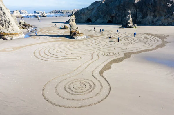 Bandon Sea Oregon Usa Března 2020 Detailní Tvorba Týmu Kruhů — Stock fotografie