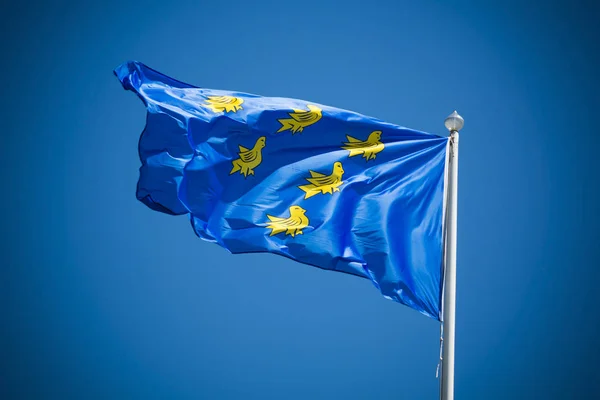 Sussex flag on sunny day against clear blue sky — Stock Photo, Image