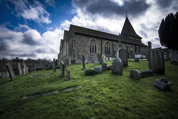 English Church Graveyard Dramatic Light — Stock Photo, Image