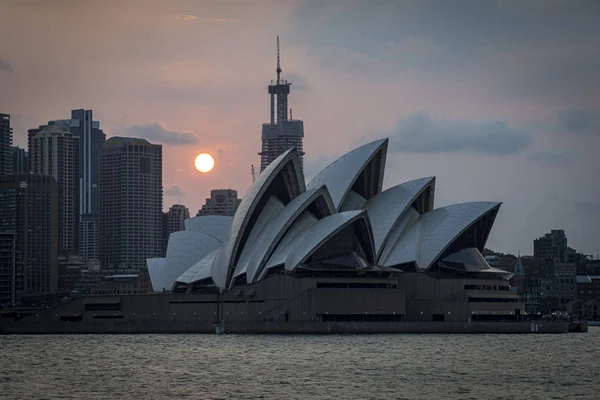 Sydney Opera House Ήλιο Που Δύει Στη Νέα Νότια Ουαλία — Φωτογραφία Αρχείου