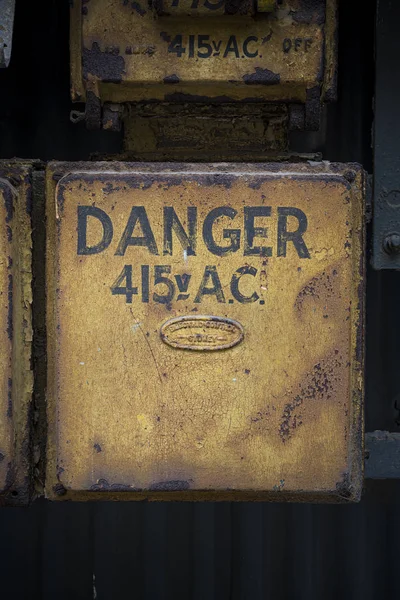Danger High Voltage Abandoned Industrial Area — ストック写真