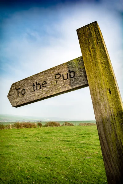 Pub Sign Rural Czech Setting — Stock fotografie