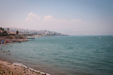 Beach in the city of Tiberias , North of Israel . clipart