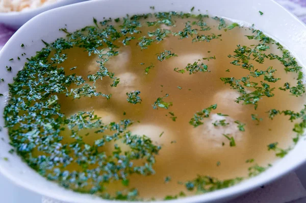 Soup with meatballs . — Stock Photo, Image