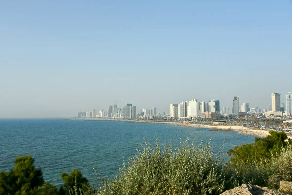 Top view of Tel Aviv embankment from Old Jaffa, Israel , — Stock Photo, Image