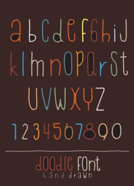 Elle çizilmiş alfabe yazı tipi, kalem kontur alfabesi, modern tarz