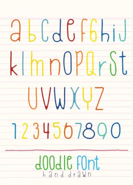 Elle çizilmiş alfabe yazı tipi, kalem kontur alfabesi, modern tarz