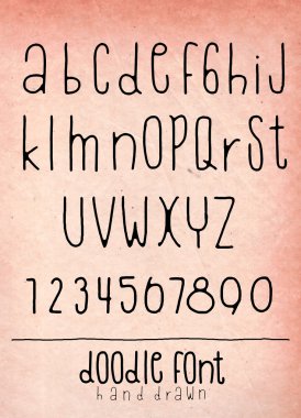 Elle çizilmiş alfabe yazı tipi, kalem kontur alfabesi, modern tarz