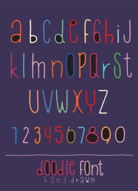 Elle çizilmiş alfabe yazı tipi, kalem kontur alfabesi, modern tarz