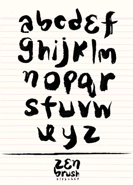 Modern vektör çizilmiş alfabe ver. Boyalı harfleri fırça. Handwr — Stok Vektör