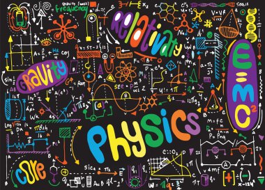 Physical formulas and phenomenon. hand-drawn illustration. scien clipart