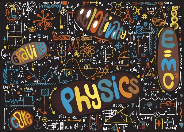 Physikalische Formeln und Phänomene. handgezeichnete Illustration. Wissenschaft — Stockvektor