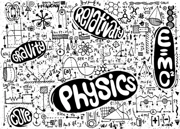 Fysieke formules en fenomeen. hand getekende illustratie. een — Stockvector